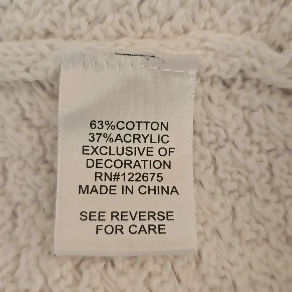 Stitch Fix Letty & Me White Knit Sweater With Suede Elbow Patches